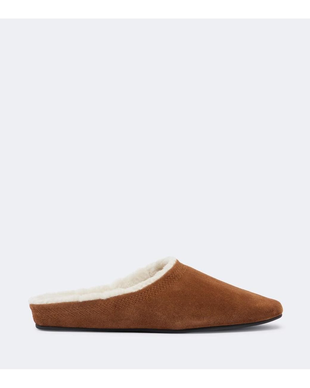 Veronica Beard Brown Narcisa Shearling-Lined Suede Mules