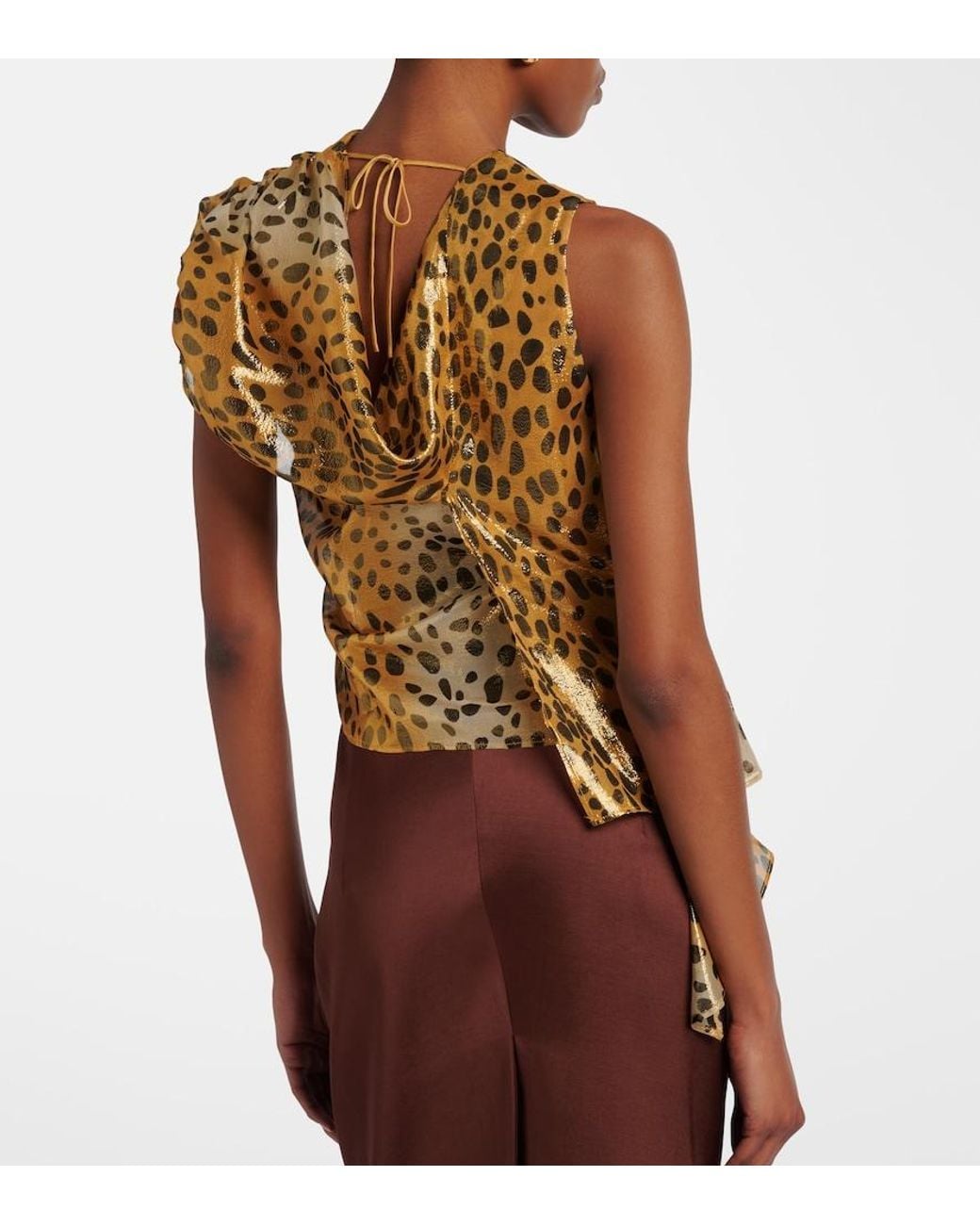 JACQUES WEI Yellow Silk-Blend Lame Top