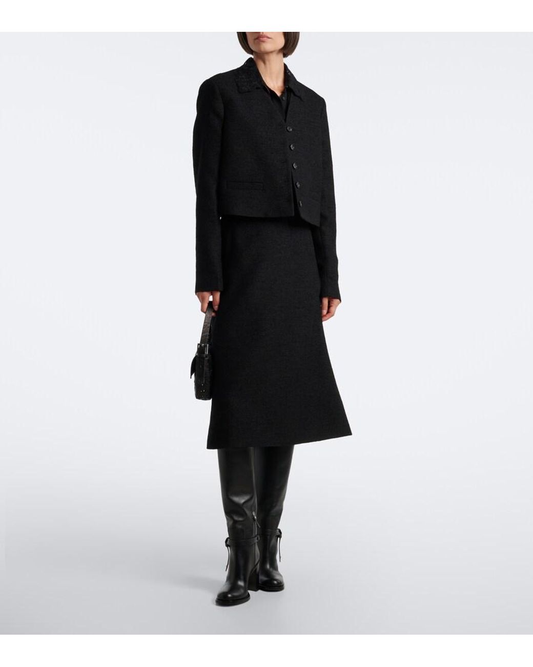Fendi Black Wool-Blend Boucle Jacket