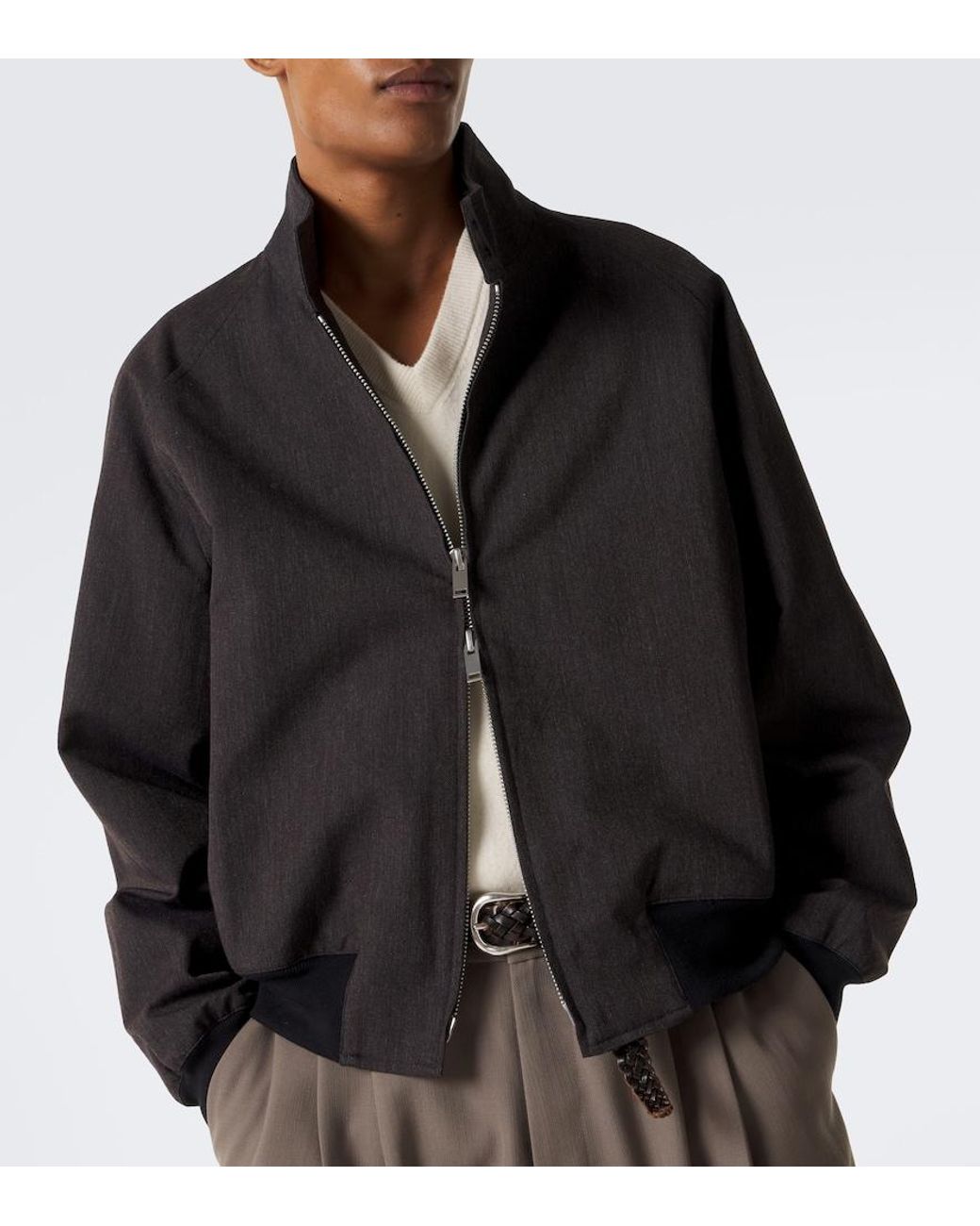 Studio Nicholson Black Over Cotton And Wool Bomber Jacket for men