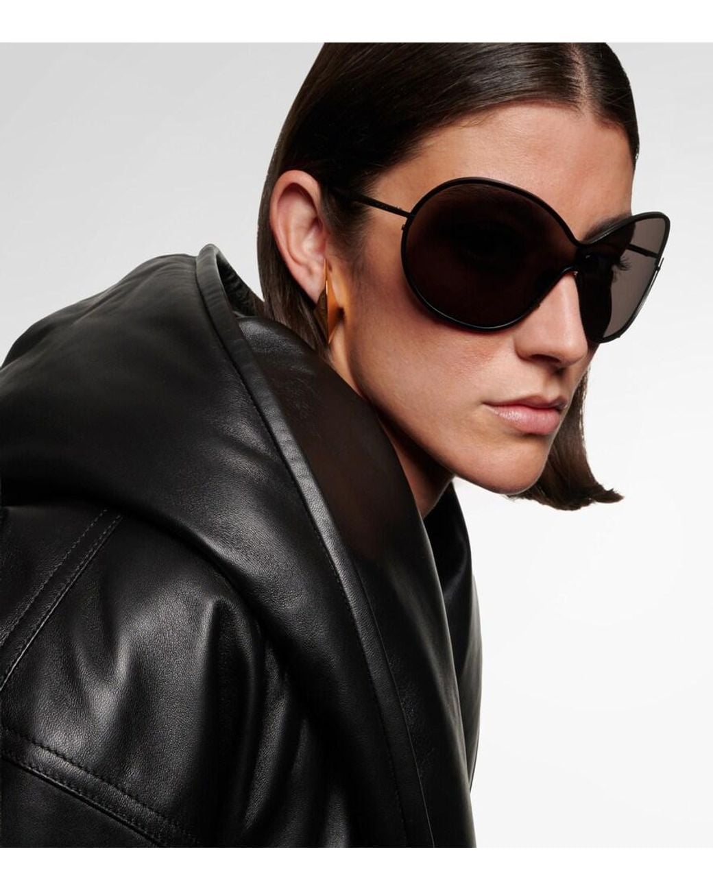 Alaïa Brown Lettering Logo Oversized Sunglasses