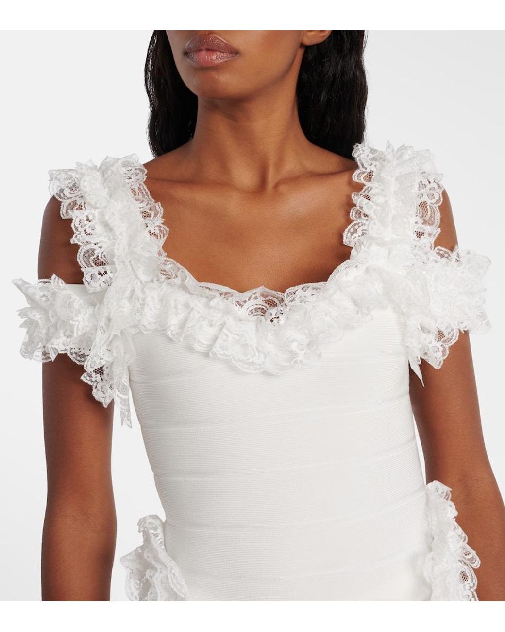 Self-Portrait White X Christopher Kane Lace-Trimmed Minidress