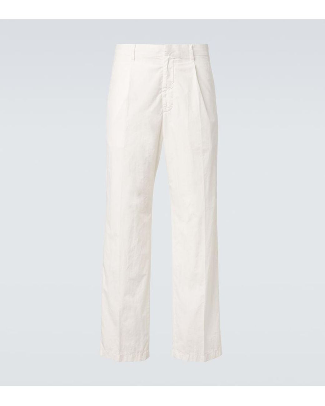 Auralee White Cotton Straight Pants for men