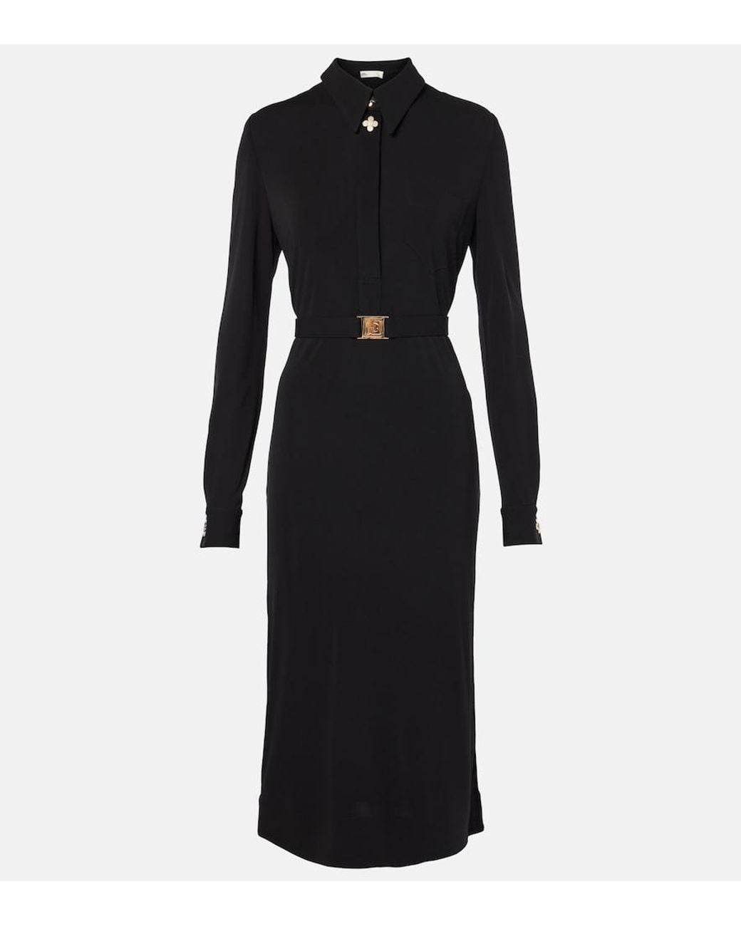 Tory Burch Black Belted Jersey Shirtdress