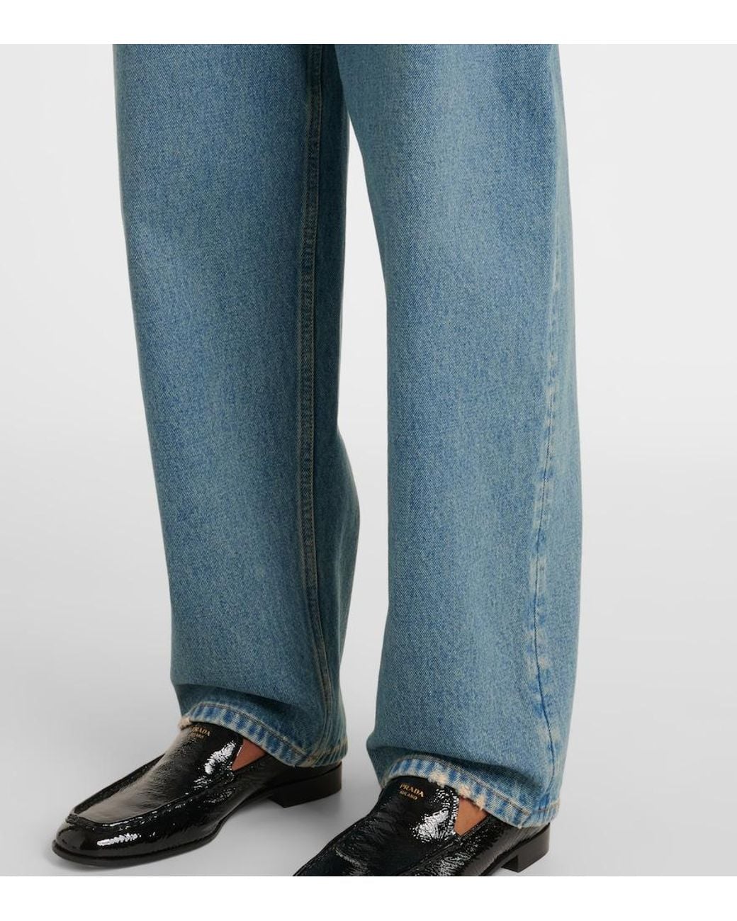 Jeans Rectos De Tiro Alto Prada de color Blue