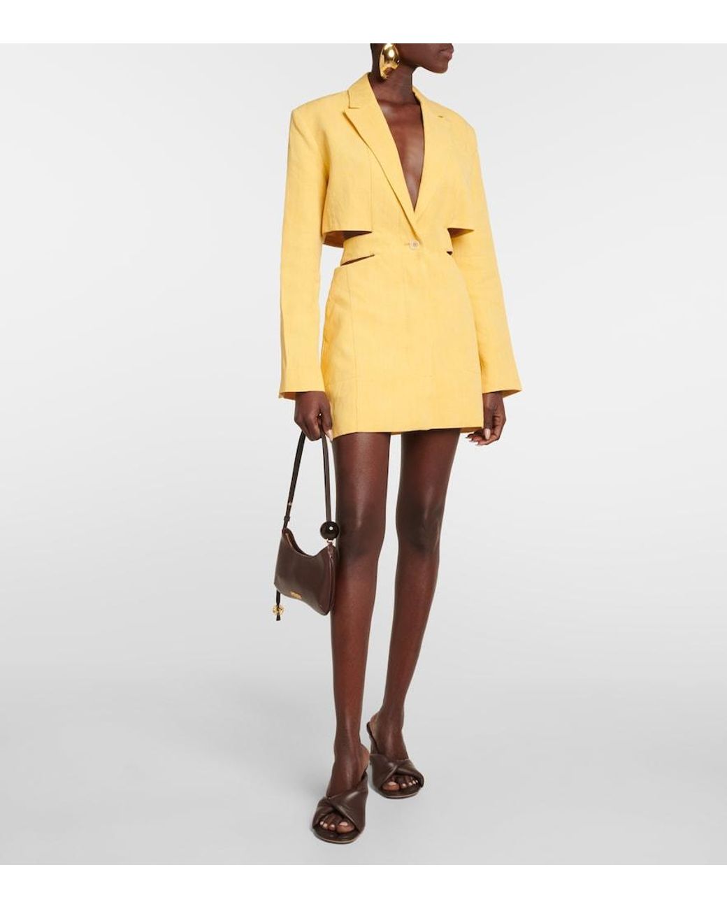 Jacquemus Yellow La Robe Bari Mini Blazer Dress, Brand Size 38 (Us