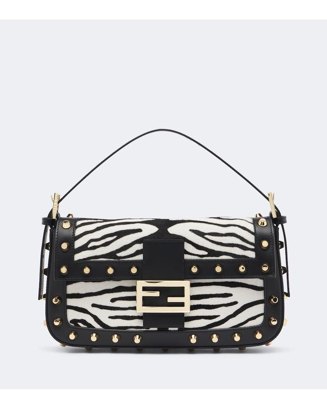 Fendi Metallic Baguette 26424 Calf Hair Shoulder Bag