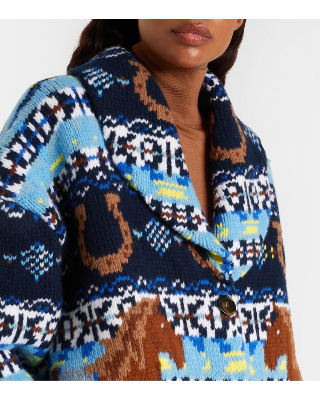 Stella McCartney Blue Fair Isle Virgin Wool Cardigan
