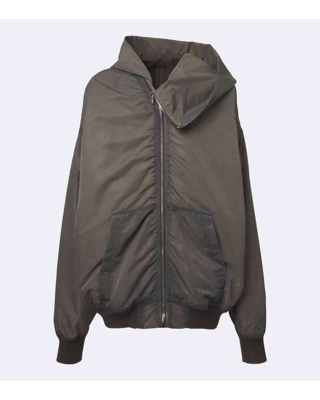 Rick Owens Gray Mountain Hun Satin Hooded Jacket for men