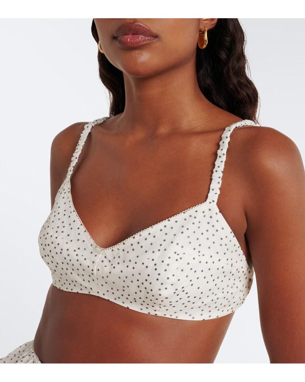 Sir White Polka-Dot Silk Organza Bra Top