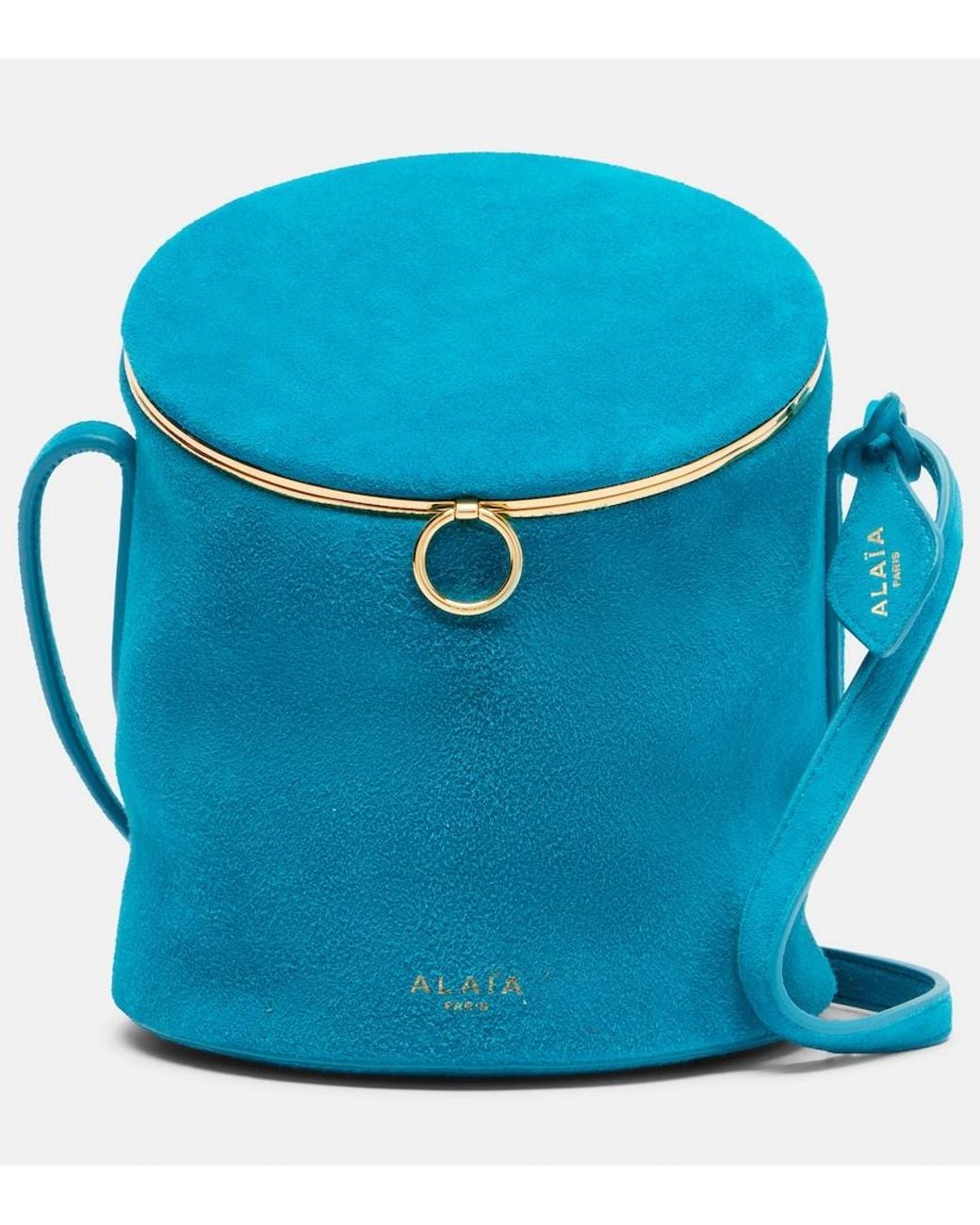 Alaïa Blue La Canette Small Suede Bucket Bag