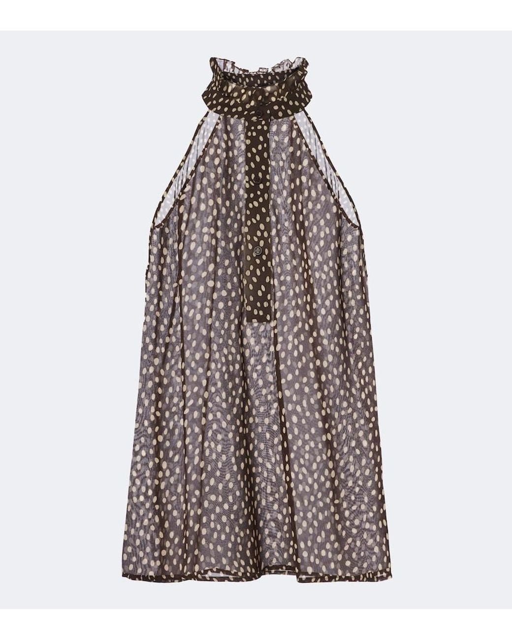 Nili Lotan Brown Daniella Polka-Dot Halterneck Silk Top