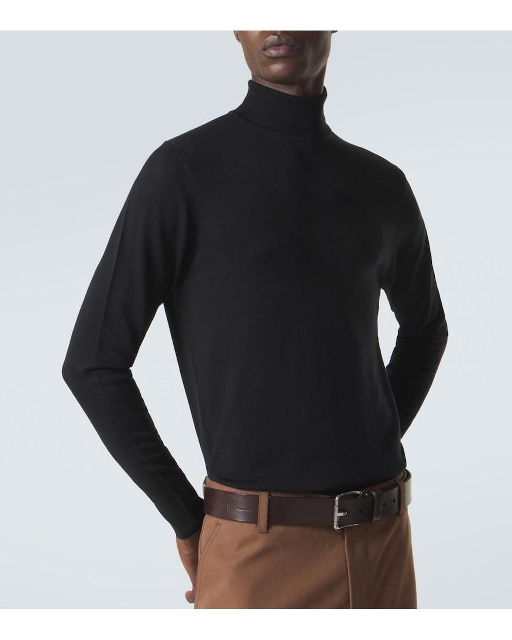 Sunspel Black Wool Turtleneck Sweater for men