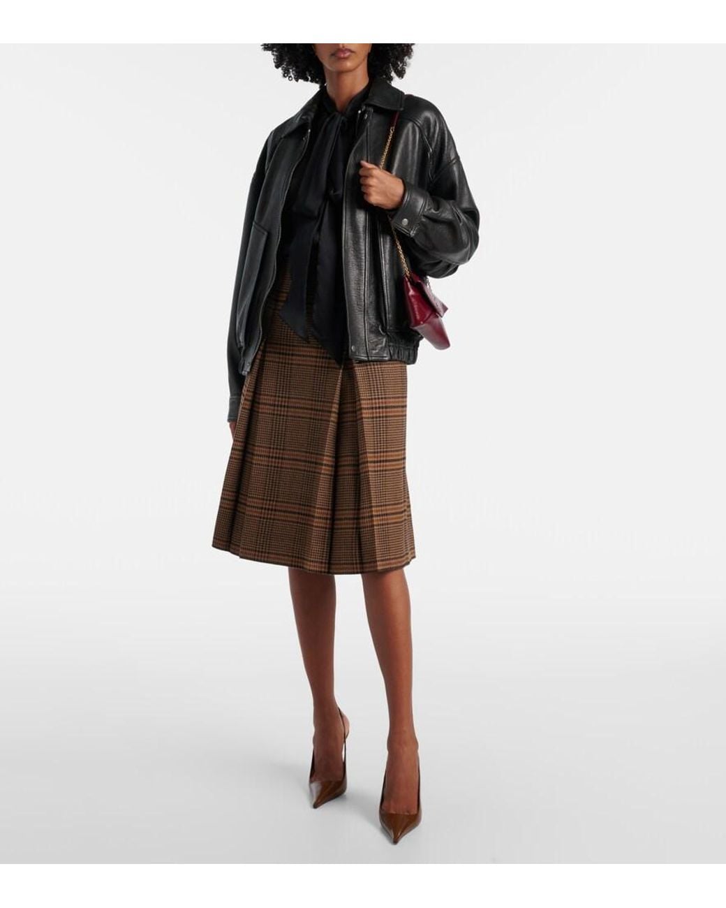 Saint Laurent Brown Vendome 110 Leather Slingback Pumps