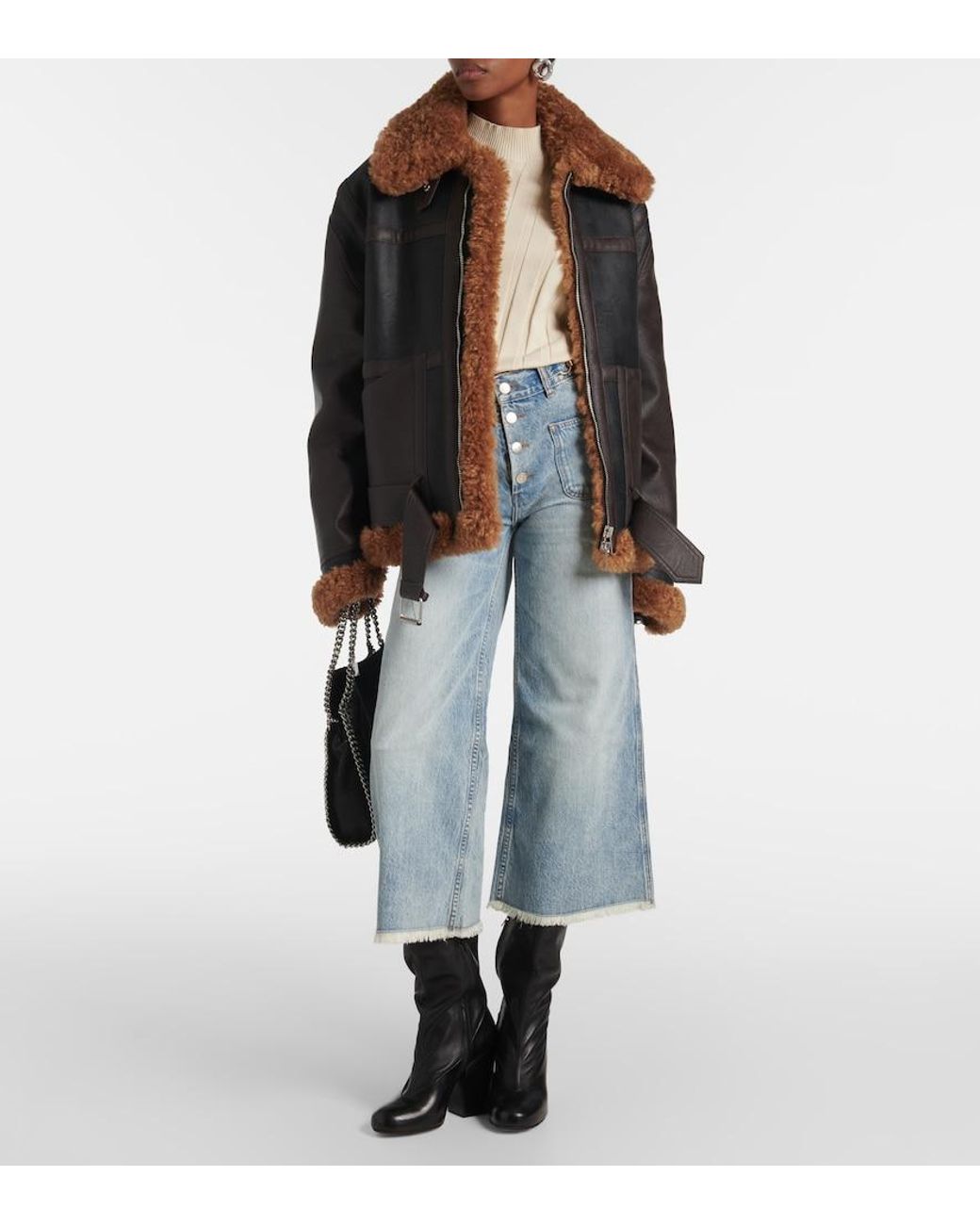 Stella McCartney Blue High-Rise Cropped Flared Jeans