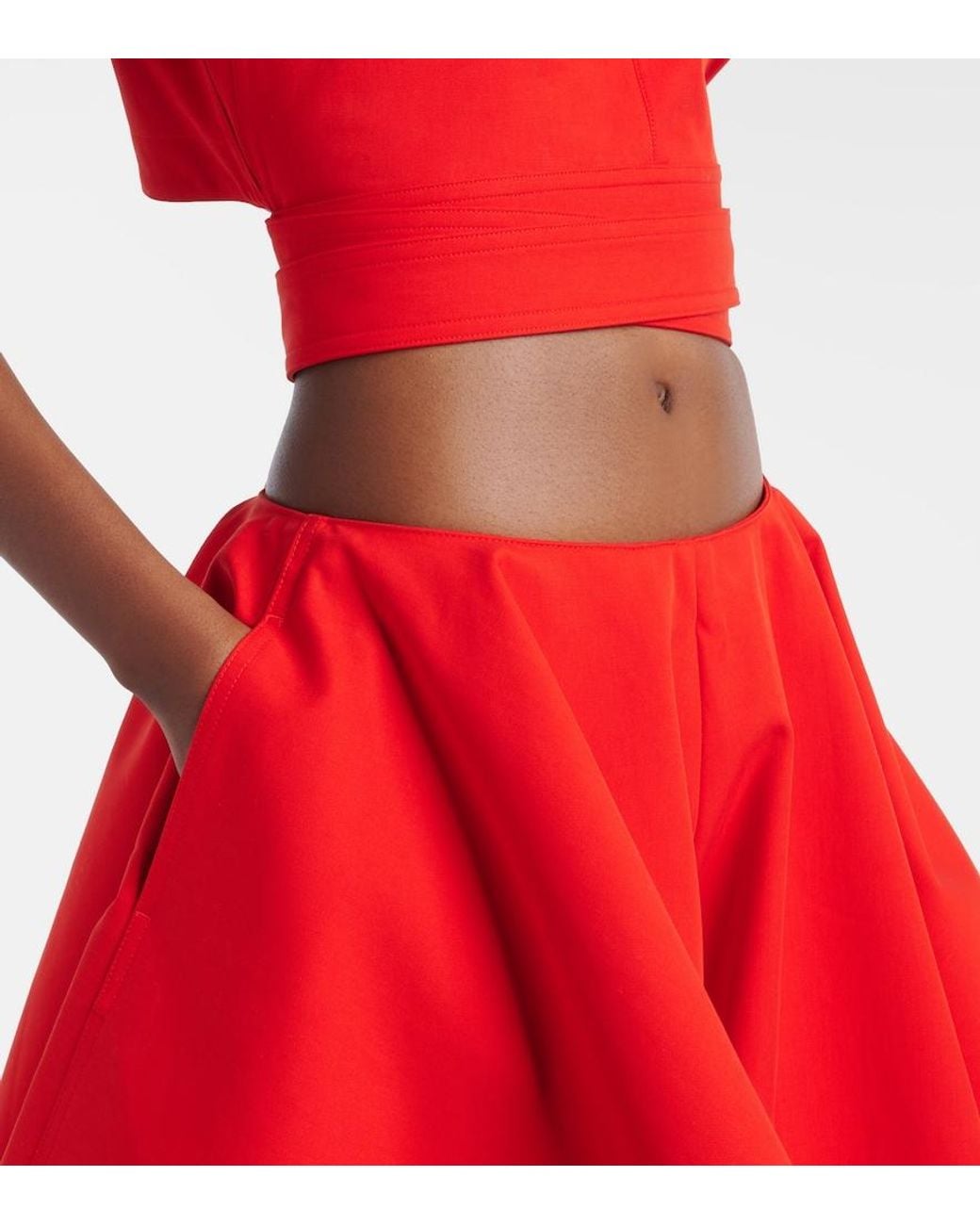 Alaïa Ruffled Cotton Gabardine Tapered Pants