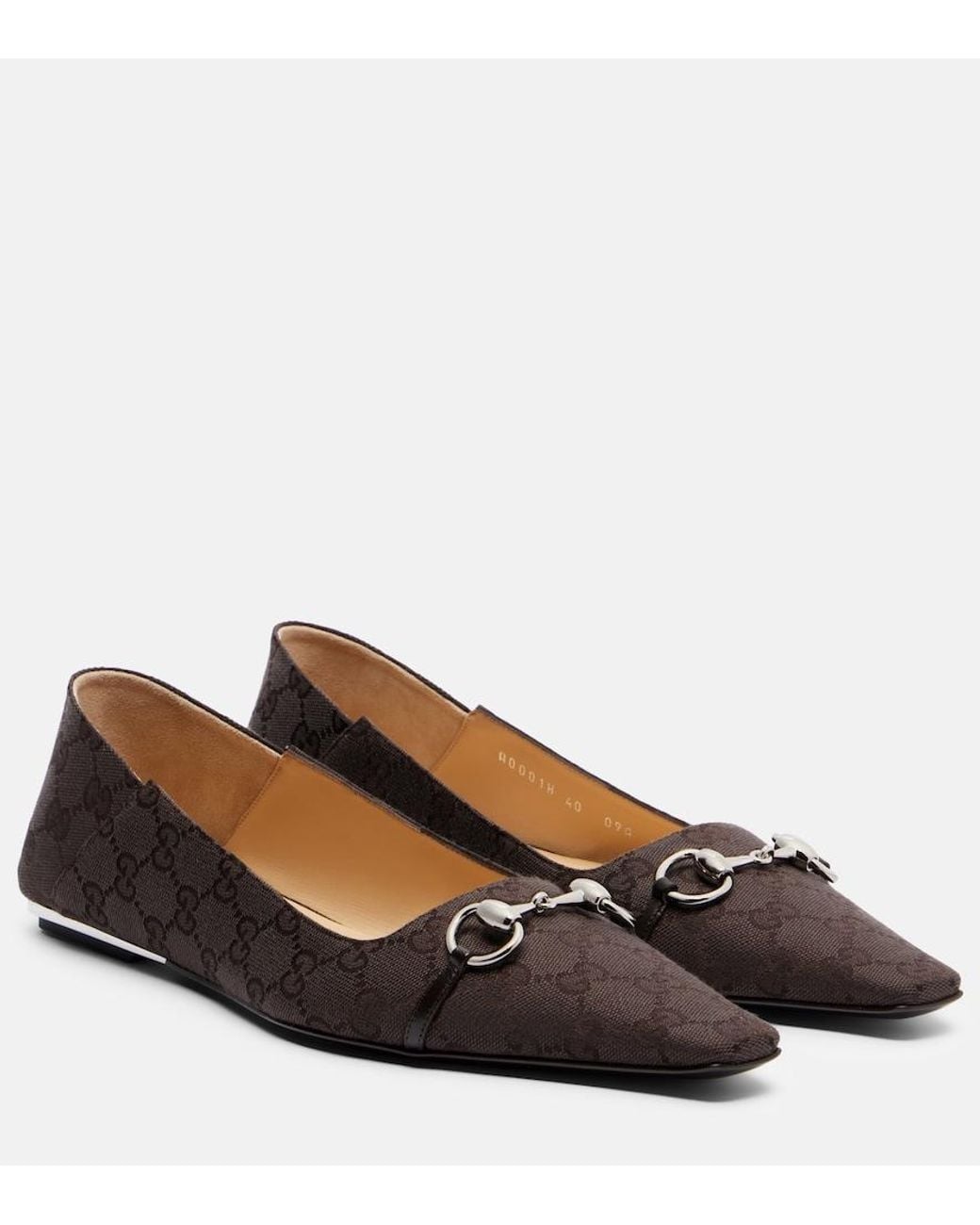 Gucci Brown Vittoria Gg Canvas Ballet Flats