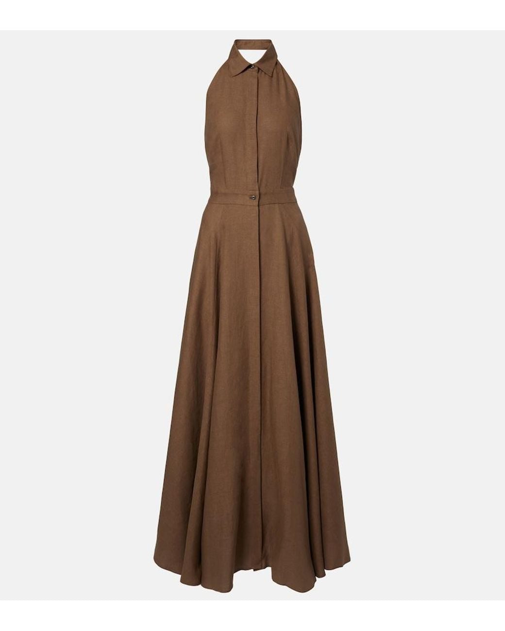 Ralph Lauren Brown Eldred Linen Maxi Dress