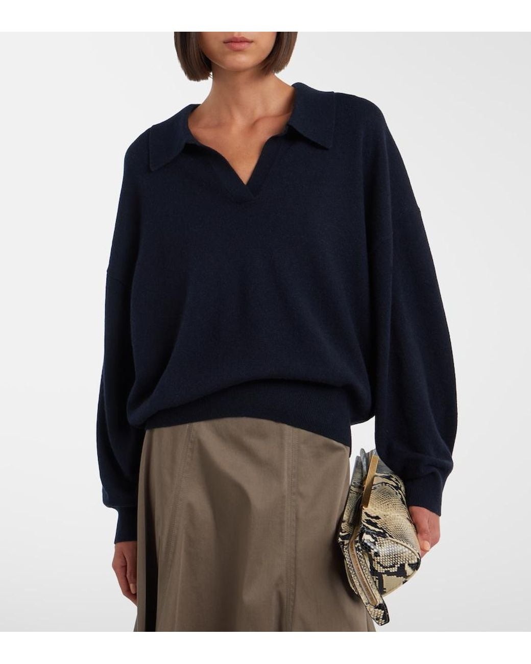 Lisa Yang Blue Katriel Cashmere Polo Sweater