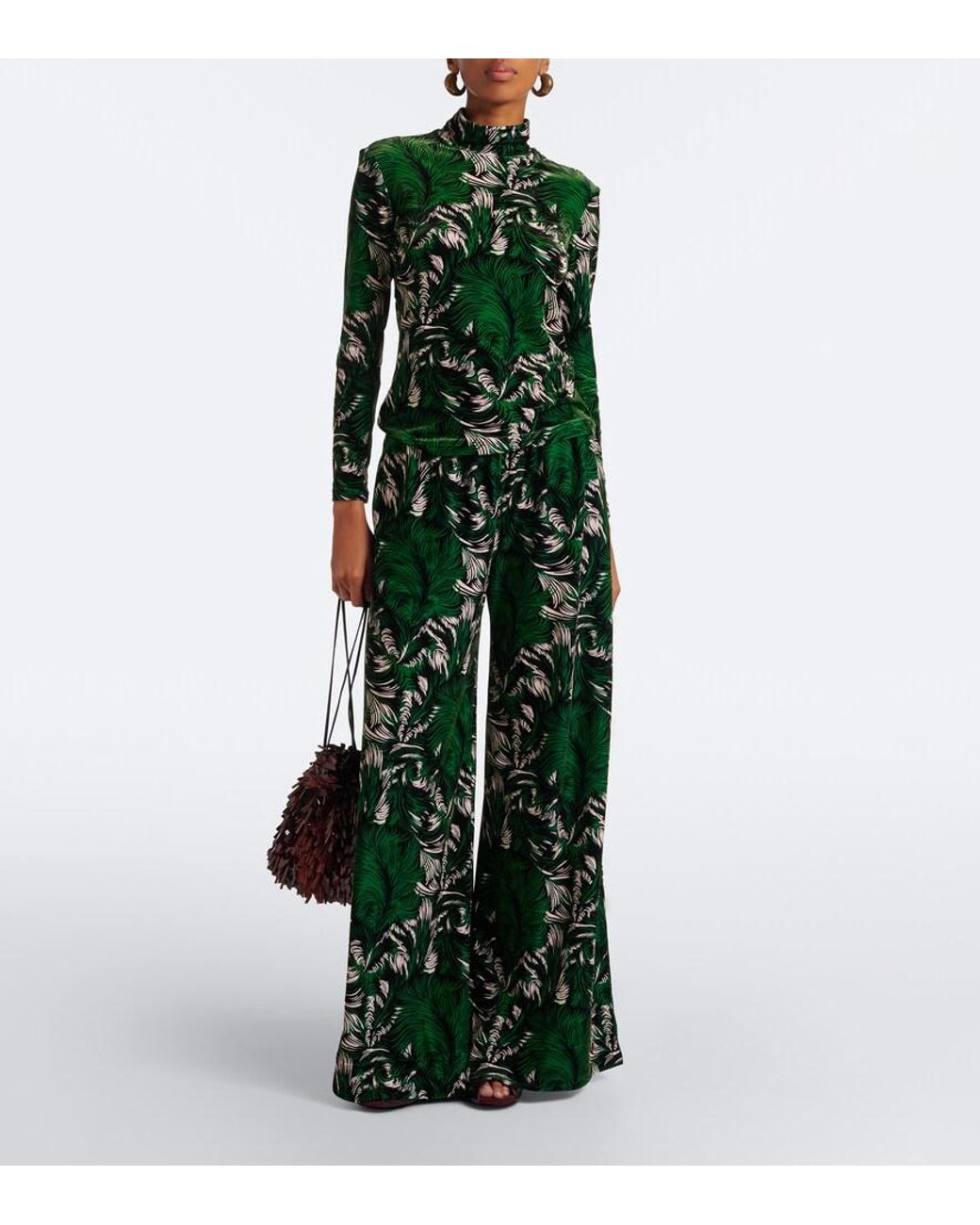 LaDoubleJ Green Printed Velvet Top