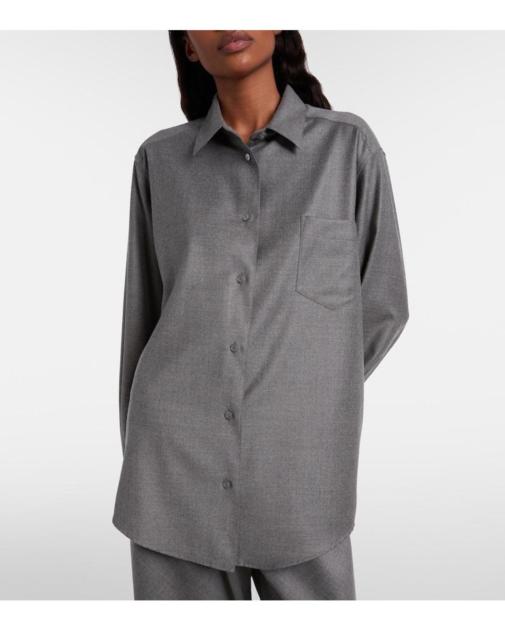 The Row Gray Pino Virgin Wool Shirt