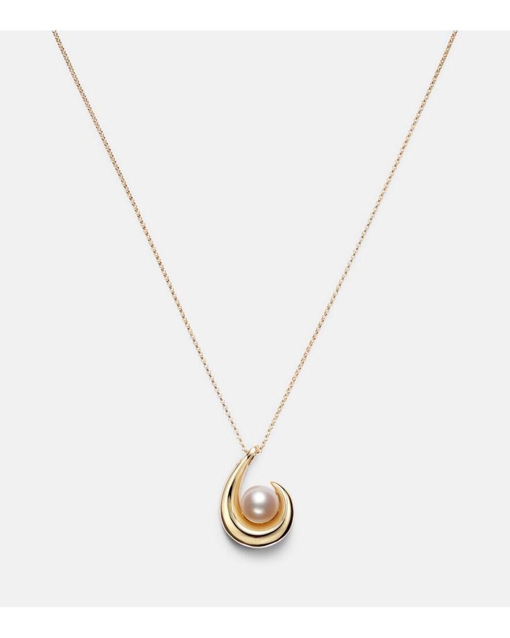 Mateo White Pearl Curl 14Kt Pendant Necklace With Freshwater Pearl