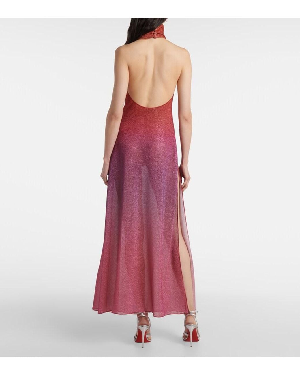 Oseree Purple Lumiere Lame Maxi Dress