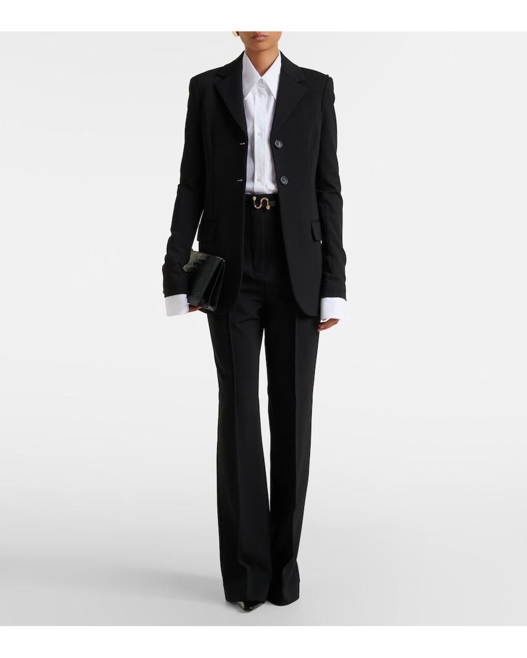 Sportmax Black Belted Crepe Straight Pants