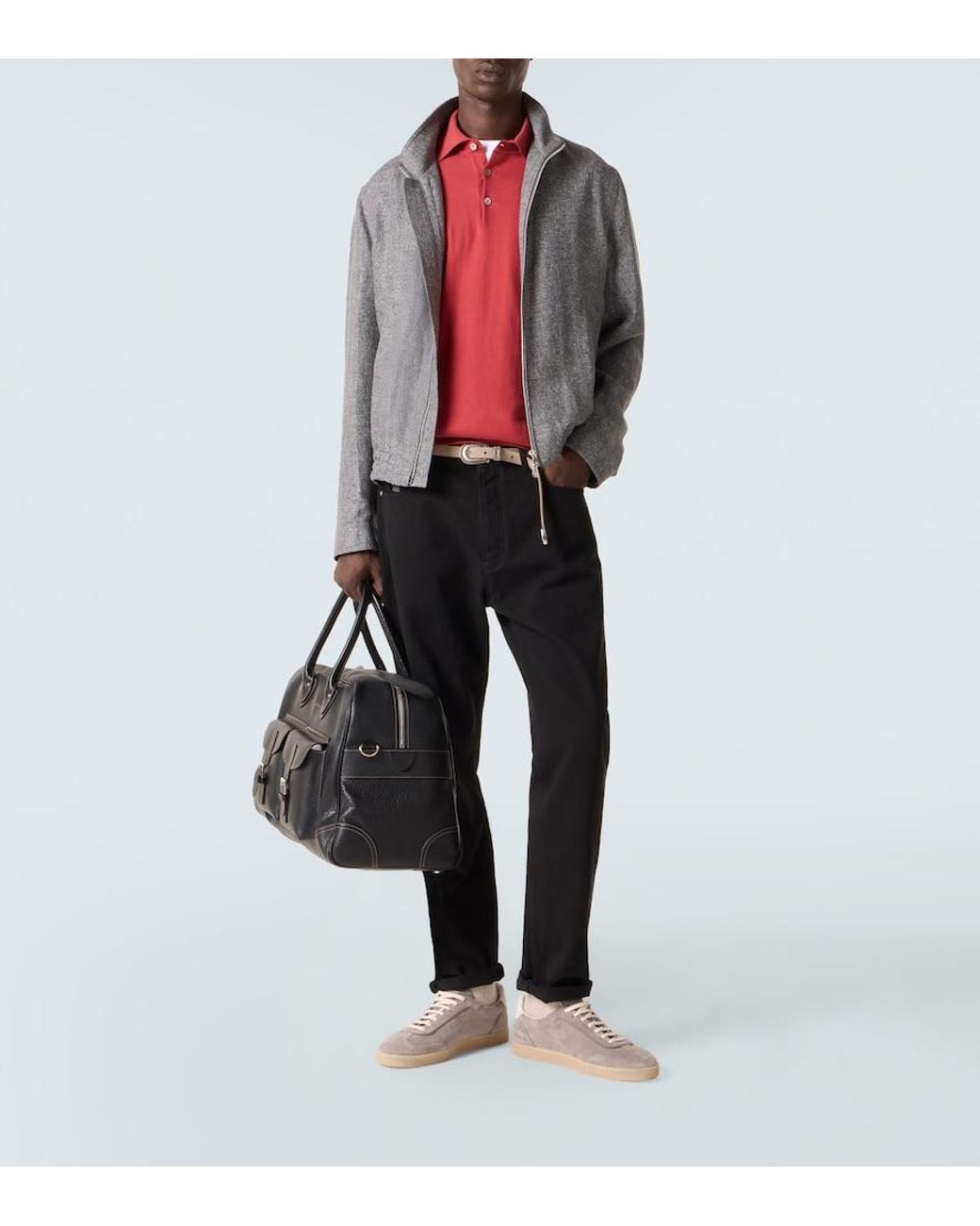 Brunello Cucinelli Red Cotton Pique Polo Shirt for men