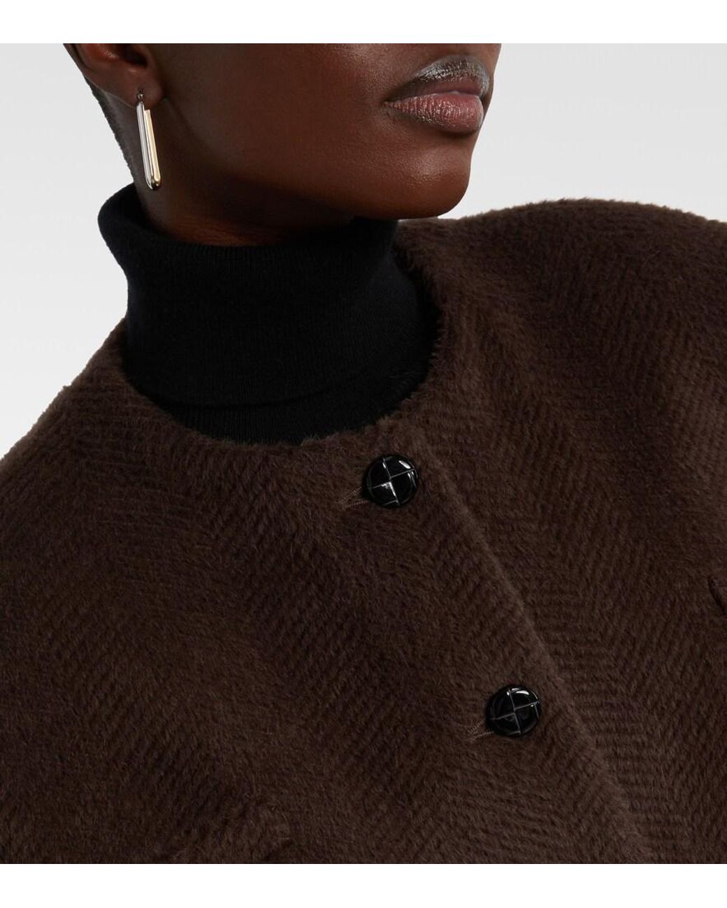 Blazé Milano Brown Gliss Chevron Alpaca And Wool Jacket