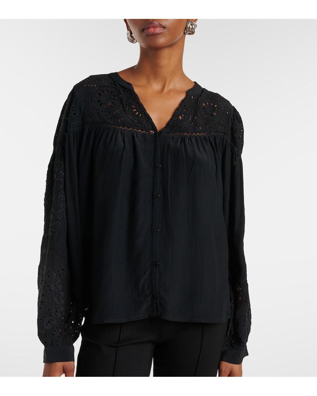 Velvet Black Libby Open-Knit Blouse