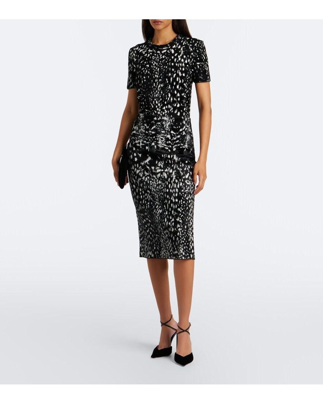 Tom Ford Black Jacquard Velvet Pencil Skirt