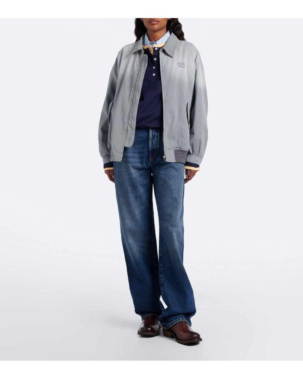 Miu Miu Gray Cotton Twill Blouson Jacket