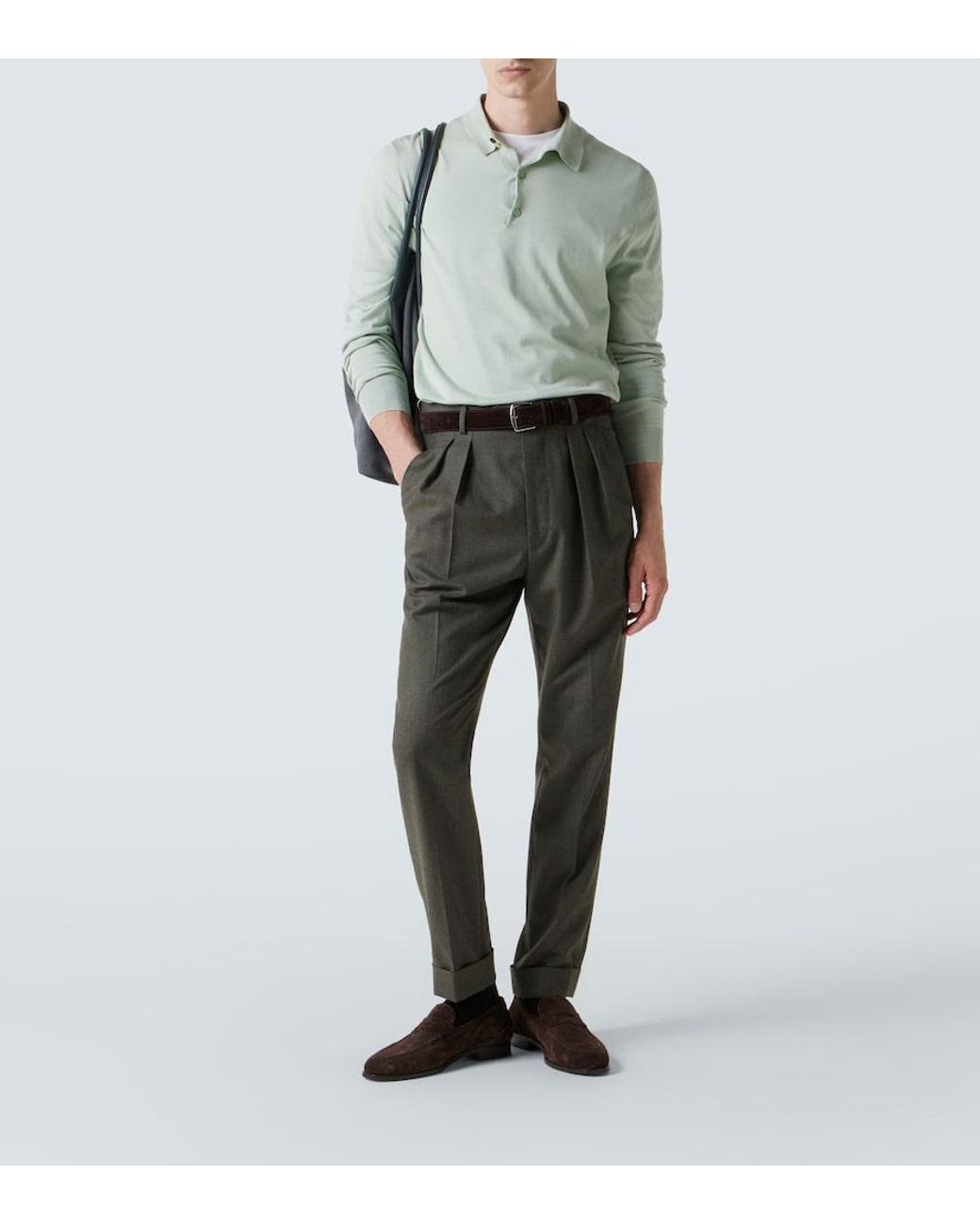 Loro Piana Green Cotton Polo Shirt for men