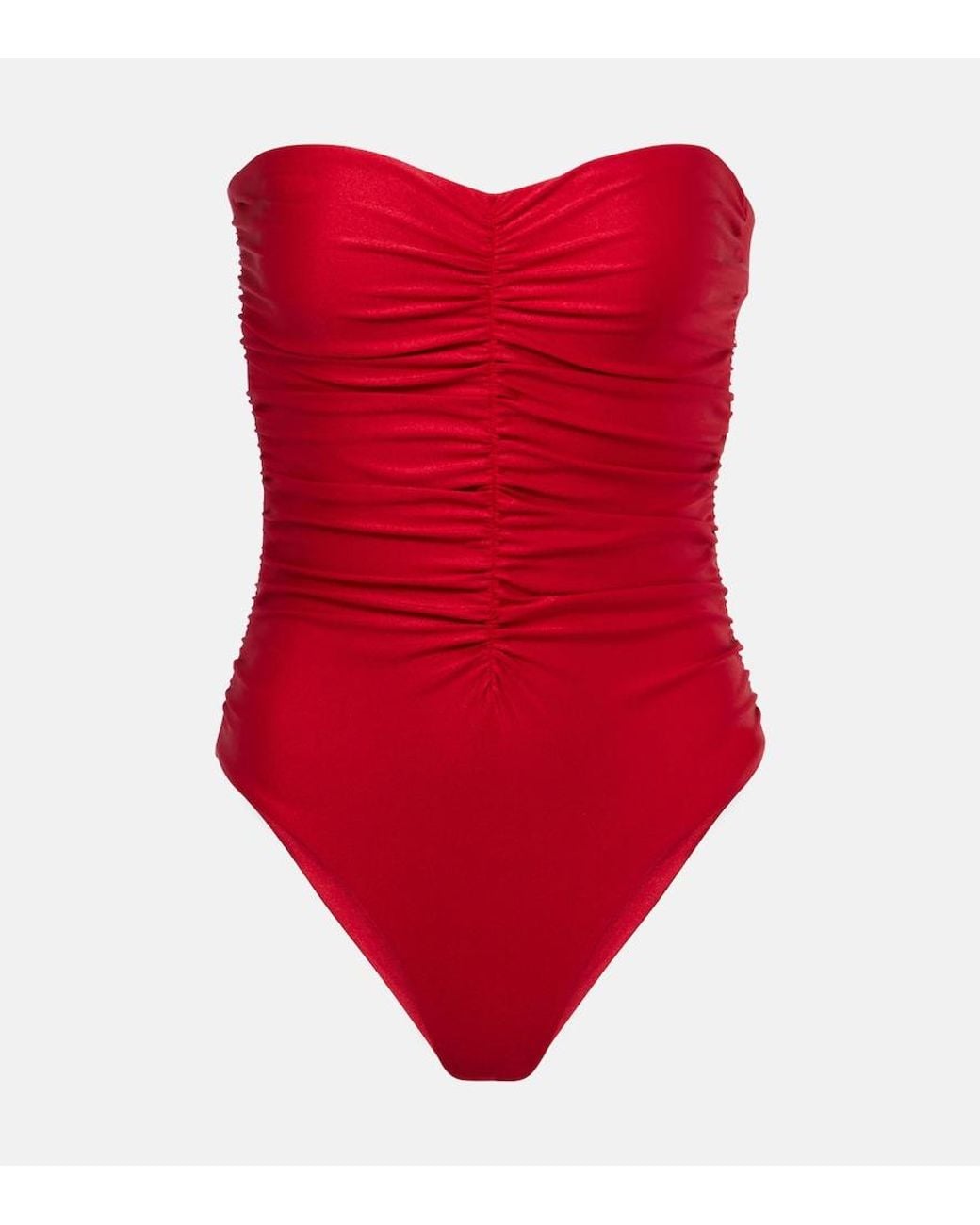 JADE Swim Red Yara Ruched Swimsuit