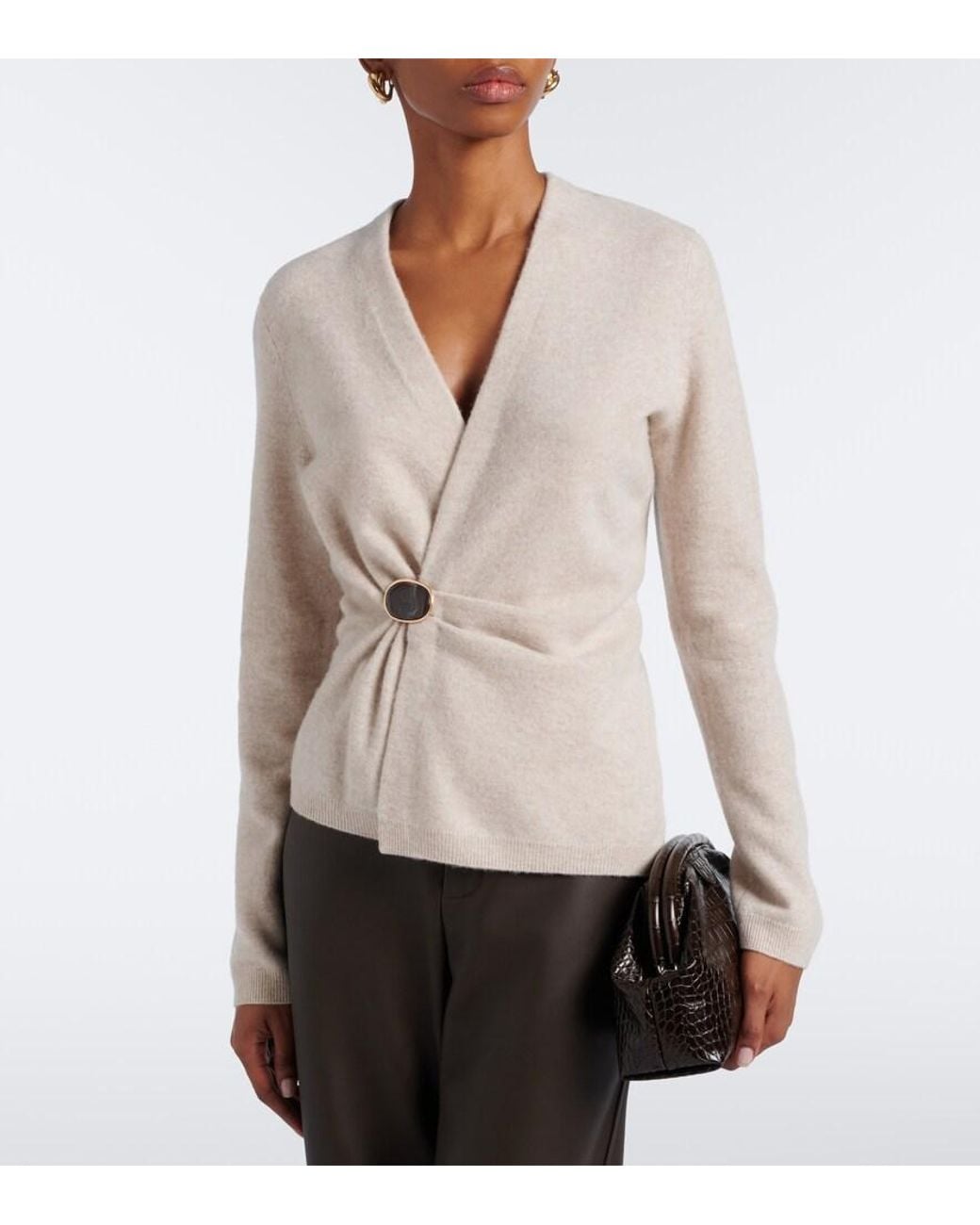 Vince Natural Gathered Wool And Cashmere Sweater
