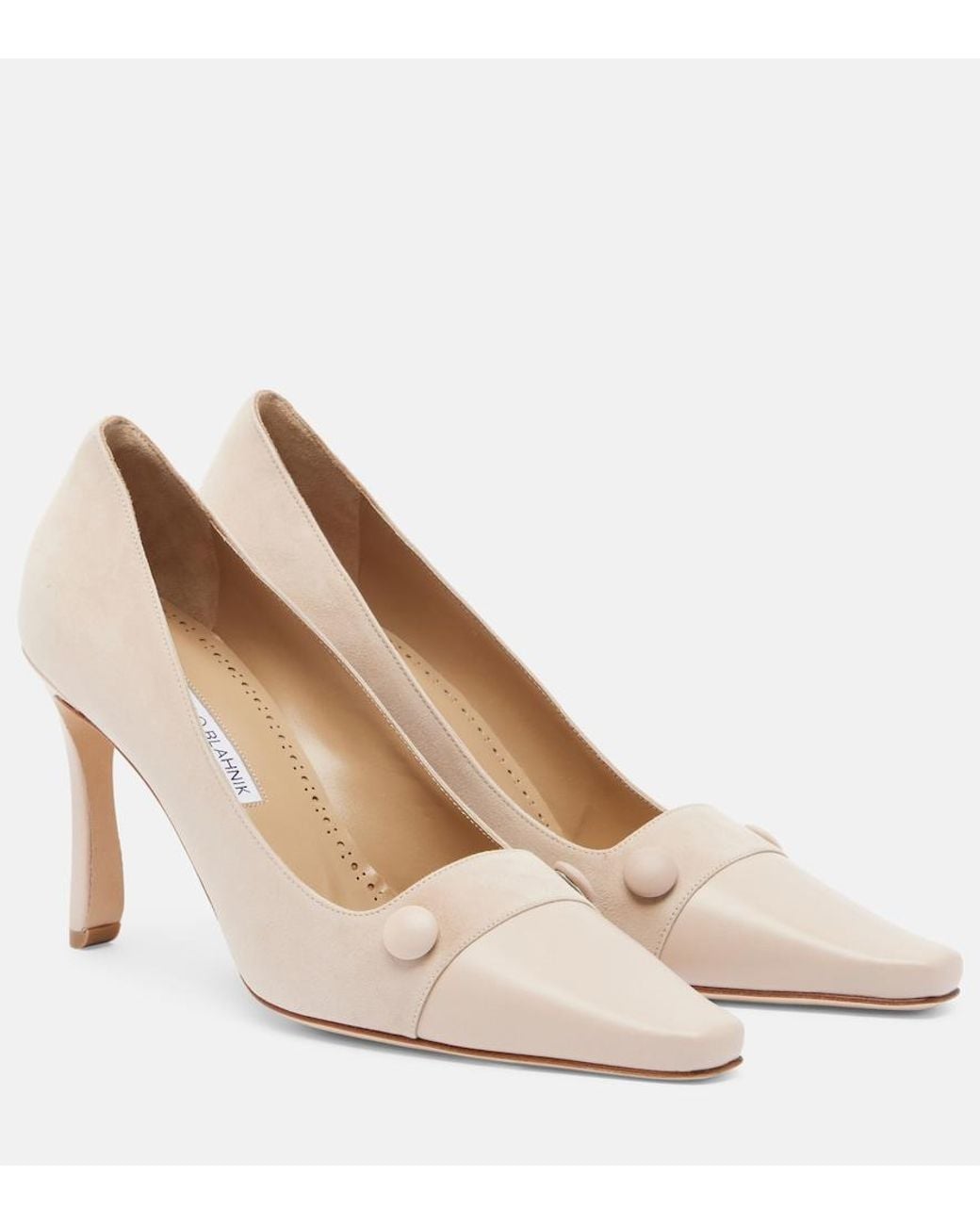 Manolo Blahnik Natural Quantapla Suede Pumps