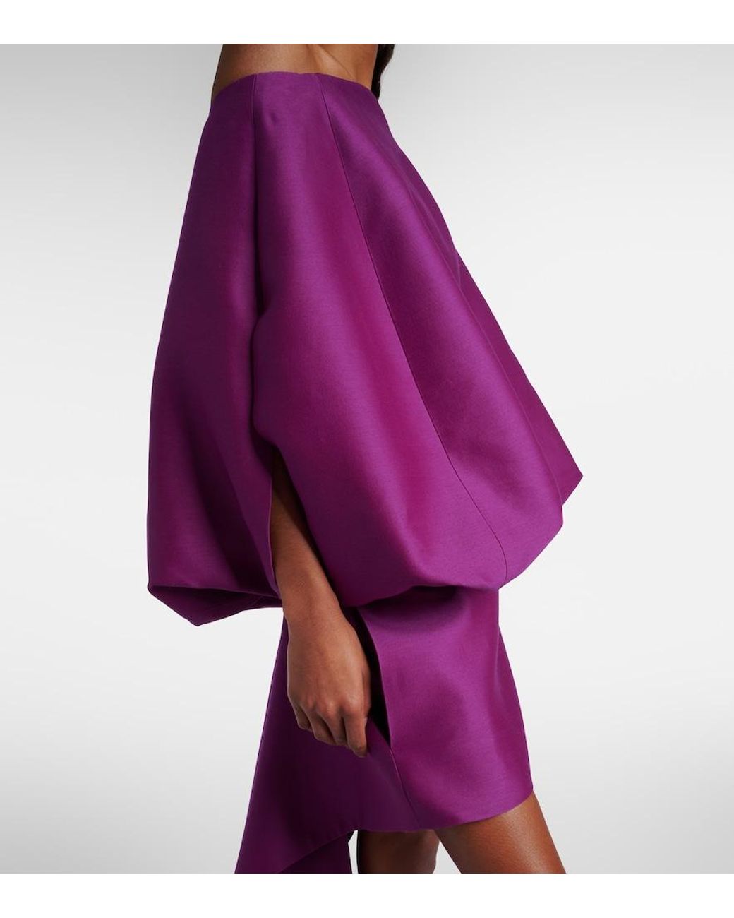 Balenciaga Purple Off-Shoulder Wool And Silk Minidress