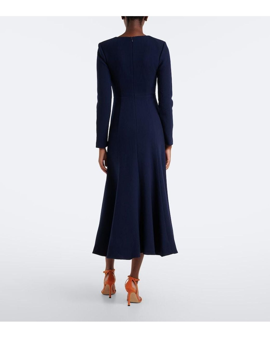 Roland Mouret Blue Bow-Detail Wool Crepe Cocktail Dress