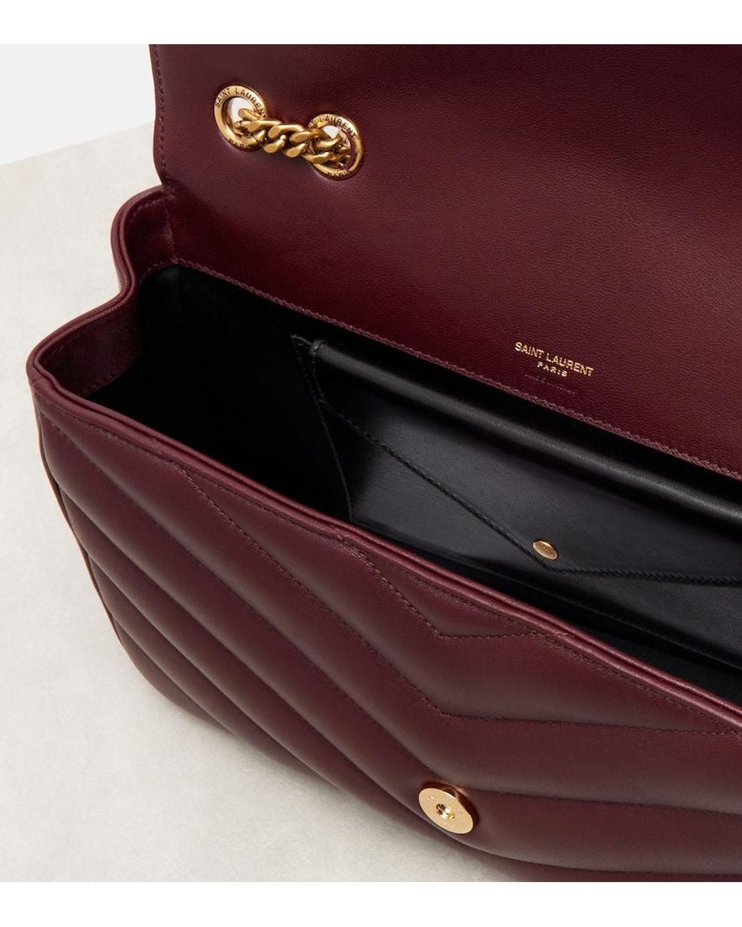 Saint Laurent Purple Loulou Medium Leather Shoulder Bag