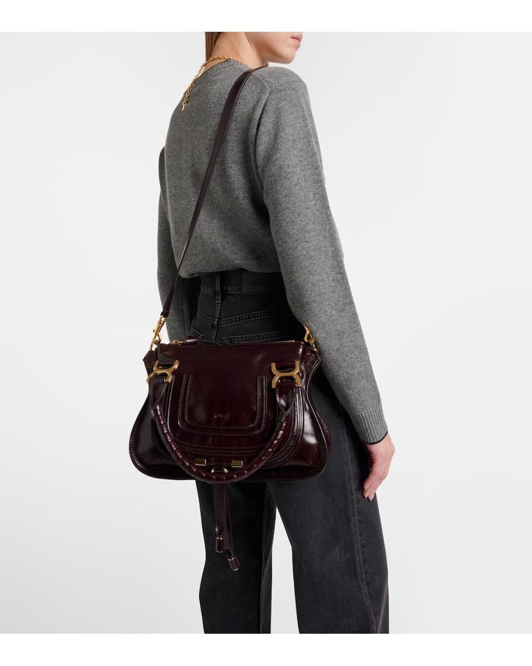 Chloé Black Marcie Small Leather Shoulder Bag