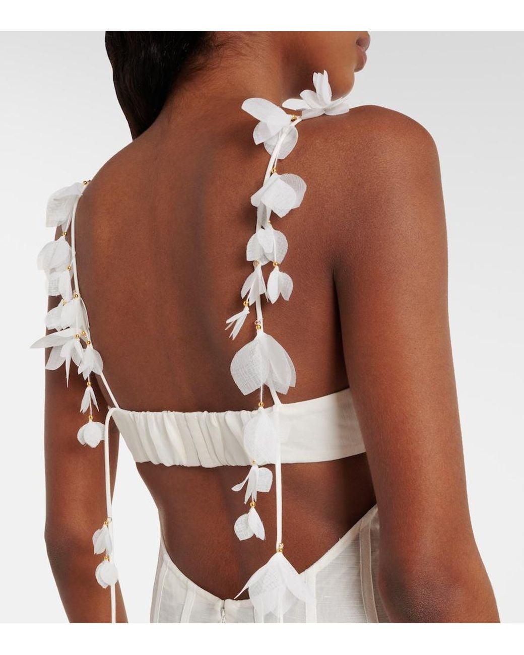 Zimmermann White Dawning Linen And Silk Midi Dress