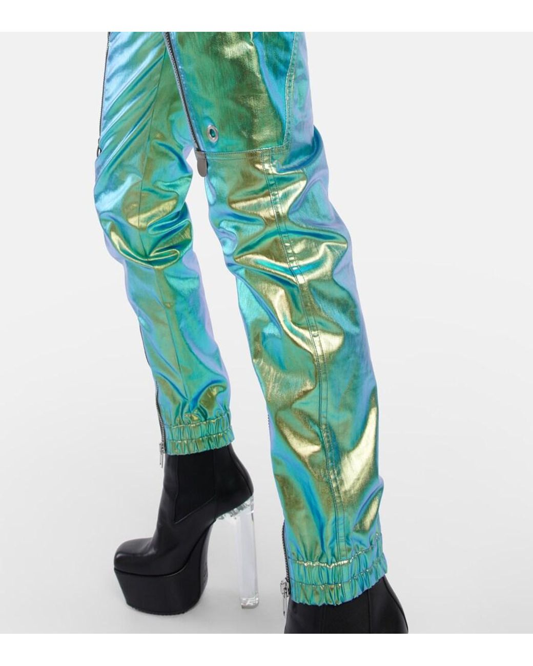 Rick Owens Green Iridescent Slim-Leg Jumpsuit