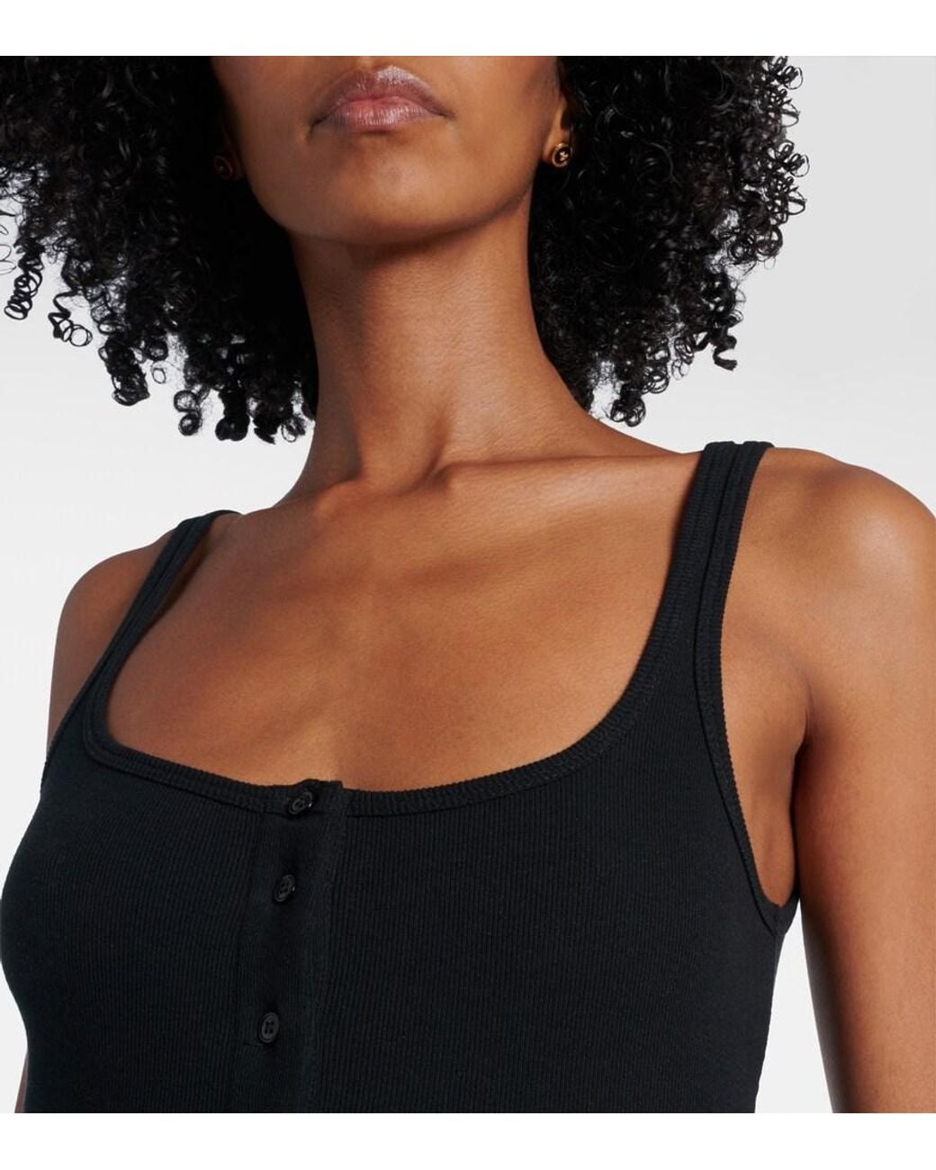 Versace Black Ribbed-Knit Logo Cotton-Blend Bodysuit