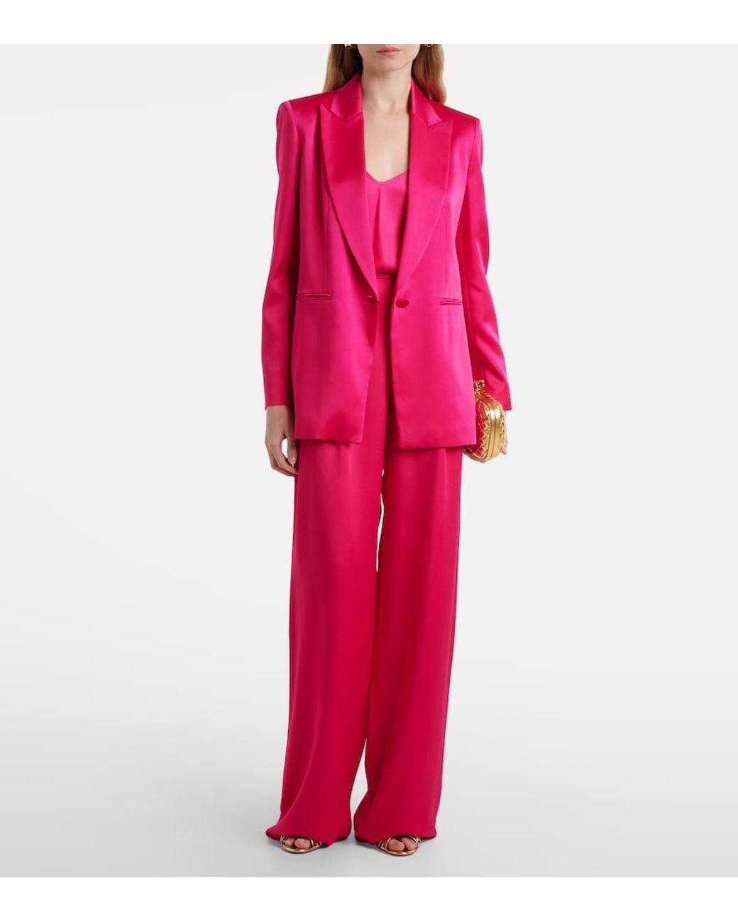 Max Mara Red Ieti Satin Wide-Leg Pants
