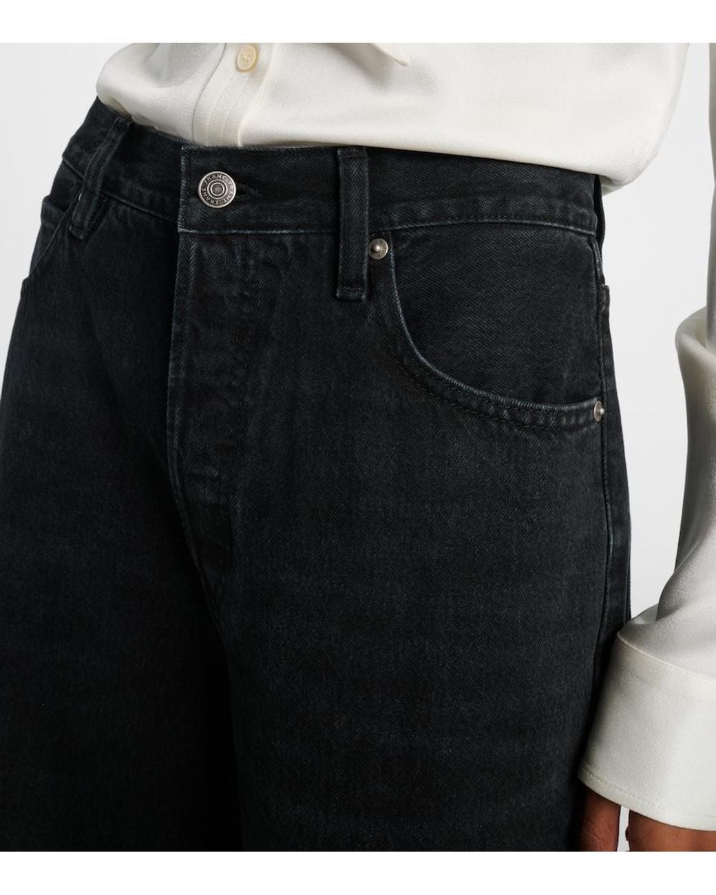 FRAME Blue Collegiate High-Rise Wide-Leg Jeans