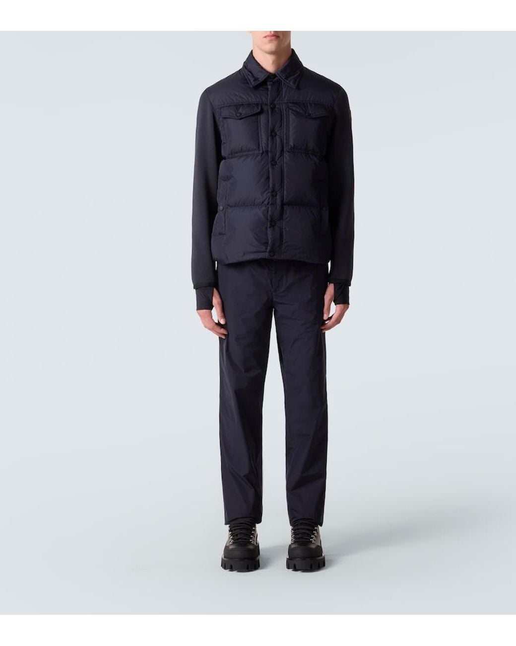 Moncler Blue Down-Paneled Cardigan for men