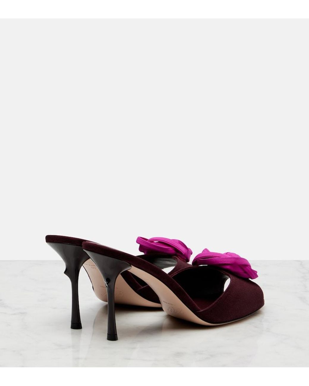 Roger Vivier Purple Rose Vivier Suede Mules