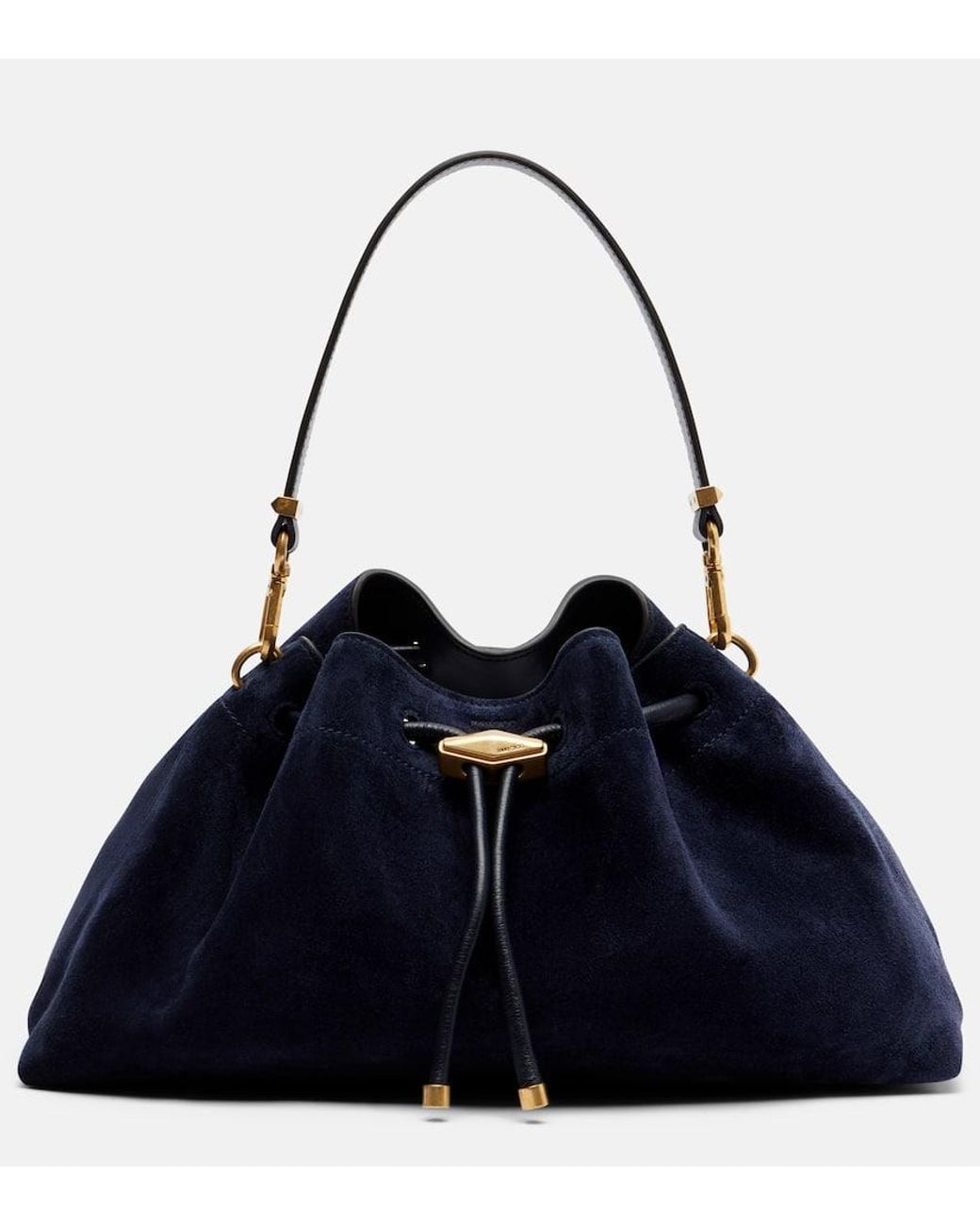 Jimmy Choo Blue Cinch Suede Bucket Bag