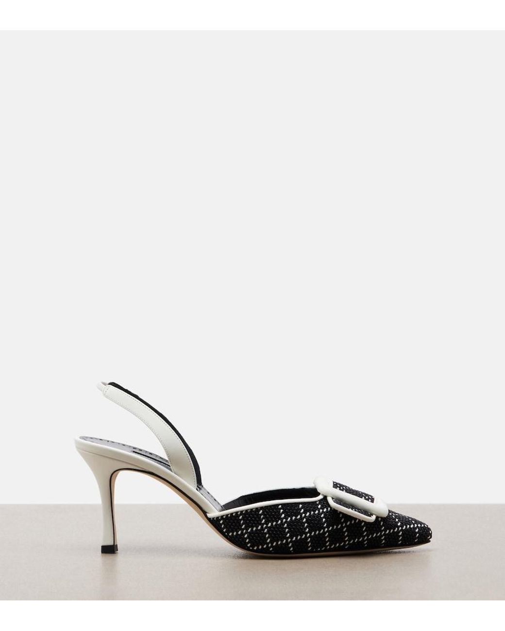 Manolo Blahnik Metallic Mayslibi Raffia-Effect Slingback Pumps